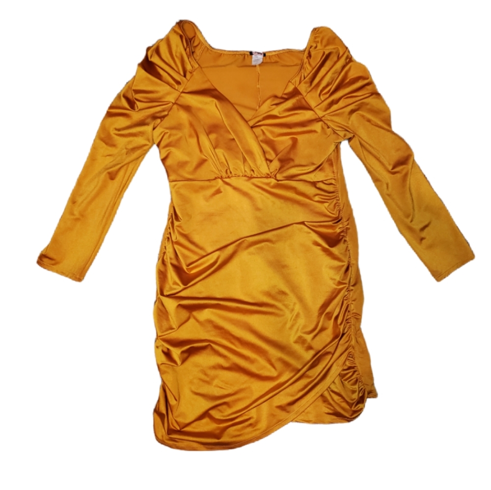 Gold Easter Dress long sleeve off shoulder bodycon dress